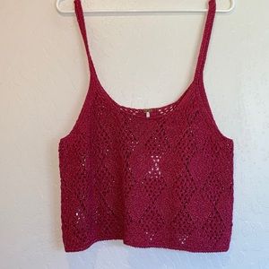 NWT Free People sweater tank pink cropped size Lg